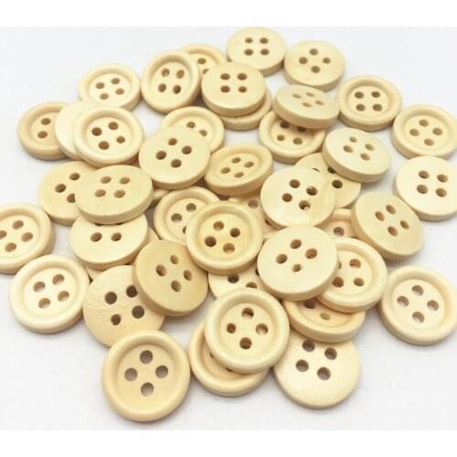 100pcs 15mm Natural Wood 4 Holes Round Sewing Buttons Clothing Accessories Embellishments DIY Crafts