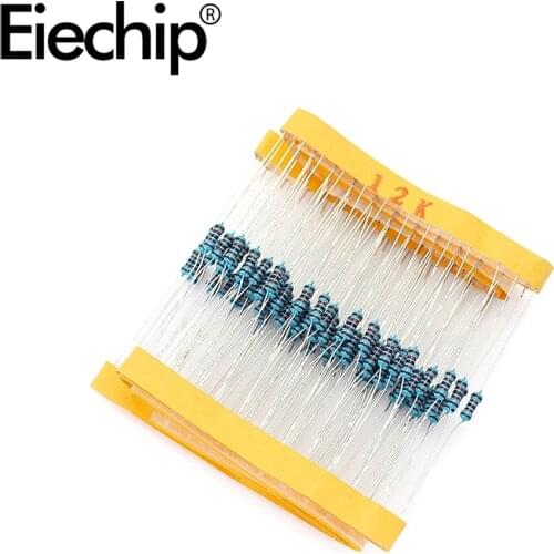 100pcs/lot 1/4W 1% Metal film resistor 0.25W resistance 12K ohm Throught Hole