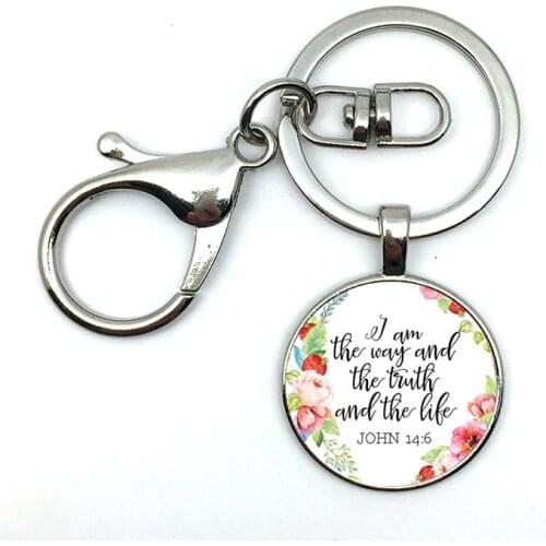 2018 / Fashion Hot Style Jesus I am the to Truth and Life John 14:6 Christ Round Glass Pendant Keychain