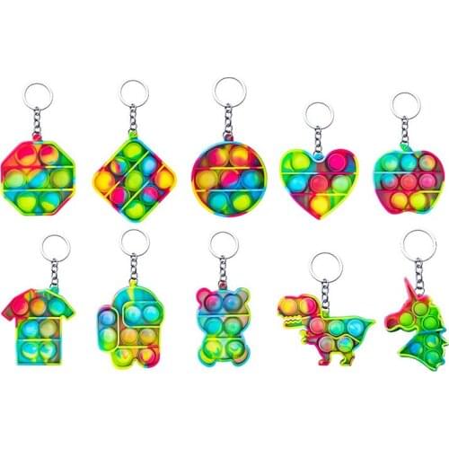 2021 Trendy Mini Push Bubble Sensory Toy Keychain Autism Squishy Stress Reliever Toys for Adult Kids Relief Funny Fidget Toys