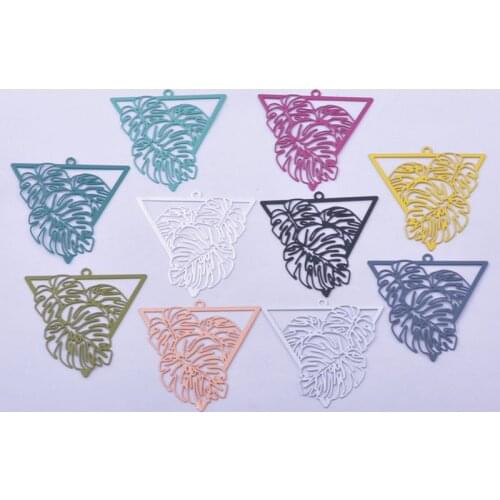 30pcs AB6556 32mm Painted Triangle Tropical leaves Charm DIY Jewelry Earring Accessories