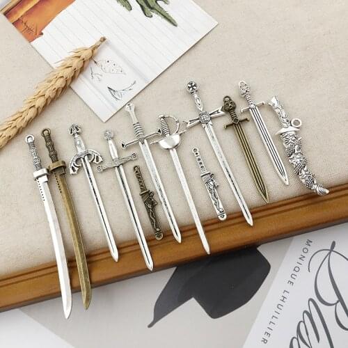 5Pcs Sword Charms Pendants DIY Jewelry Making Alloy Findings Accessory For Necklaces Earrings