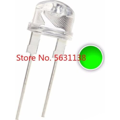 50pcs 8mm Green Straw Hat LED Emitting Diode Water Clear F8 0.5W 515nm-525nm Wide Angle Lamp Light Beads wholesale chip leds