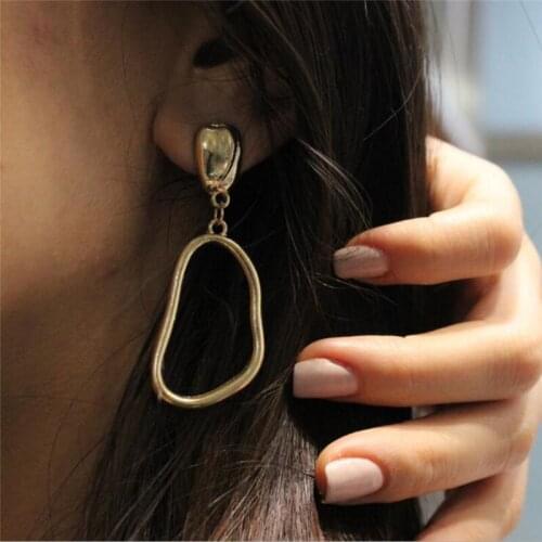 ALIUTOM Golden Metal Statement Earrings 2020 Big Geometric Vintage Earring For Women Hanging Dangle Earrings Drop Earing Jewelry