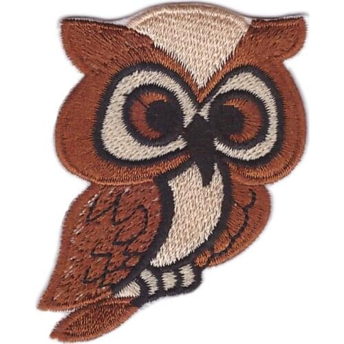 Designs Owl bird of prey hoot animal wildlife applique iron-on cartoon kid patch new