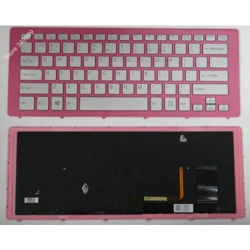Free shipping New laptop keyboard For Sony 149265881US AEFI3U000303A 9Z.NABBQ.B01 silver key pink frame Backlit