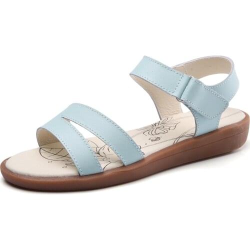 Women Sandals Genuine Leather White Sandals Open Toe Summer Sandals Womans Shoes Fashions 2020 Sandalias De Verano Para Mujer