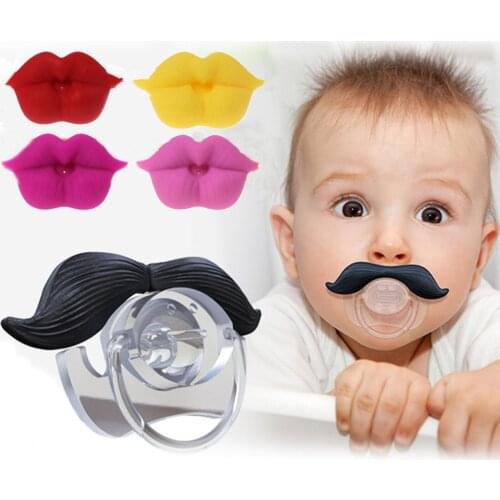 Baby Silicone Pacifier Lip Mouth Shape Dummy Nipples Teether Toddler Beard Kiss Pacifier Funny Nipple Nipple Soother Pacifiers