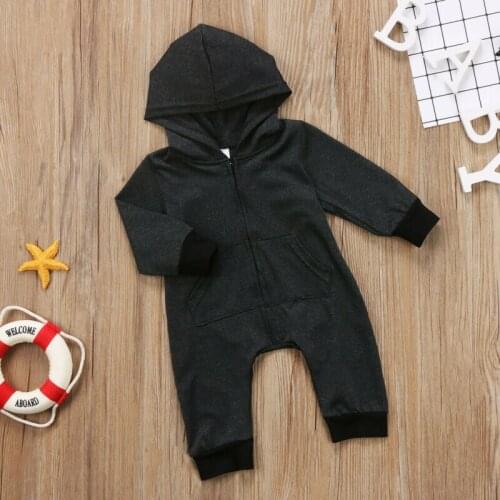 0-24M Baby Boy Clothes Infant Warm Long Sleeve Zipper Romper Newborn Kids Jumpsuit Hooded Girl Sweater Outfits