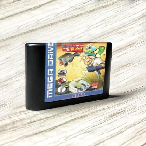 Earthworm Jim 2 - EUR Label Flashkit MD Electroless Gold PCB Card forSega Genesis Megadrive Video Game Console