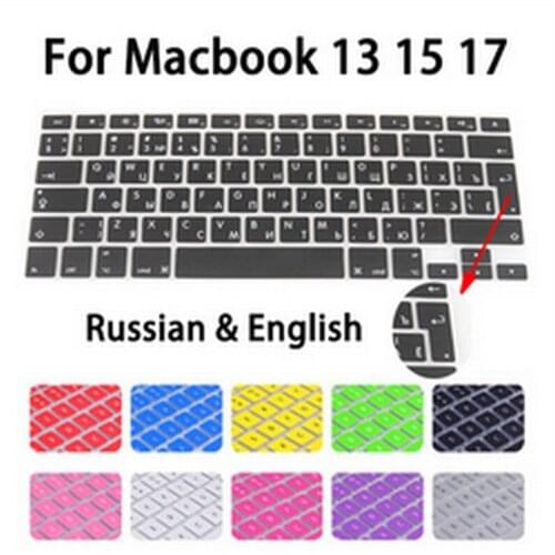 Euro version Russian Language Letter Silicone Keyboard Cover 2pcs for Macbook Air 13 Pro 13 15 17 Retina Protector Sticker Film