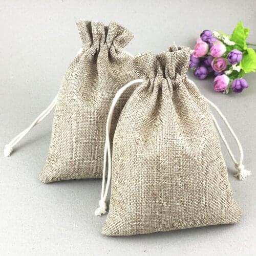 50pcs Faux jute sock/Hessian Hemp Burlap Jewelry Gift christmas sack Shoes Packaging Storage Bags gift bag for jewelry/wedding