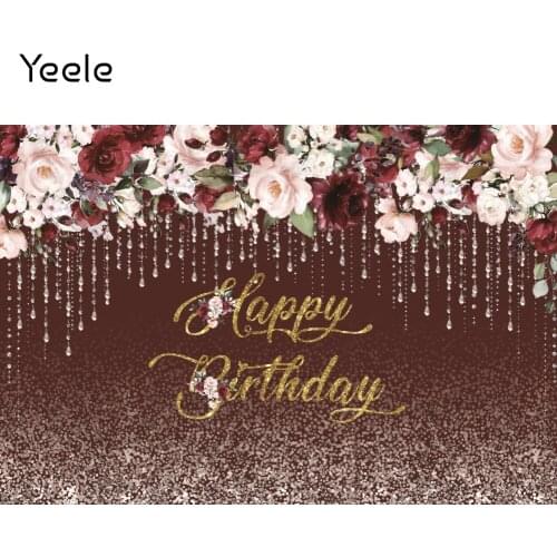 Yeele Adult Birthday Party Photocall Flowers Glitters Photography Backdrop Photographic Decoration Backgrounds For Photo Studio