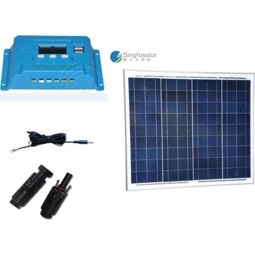 Cable Panneau Solaire 12v 50w Solar Kit Solar Charge Controller 12v/24v 10A PWM LCD Camping Car Caravane Light LED Lamp
