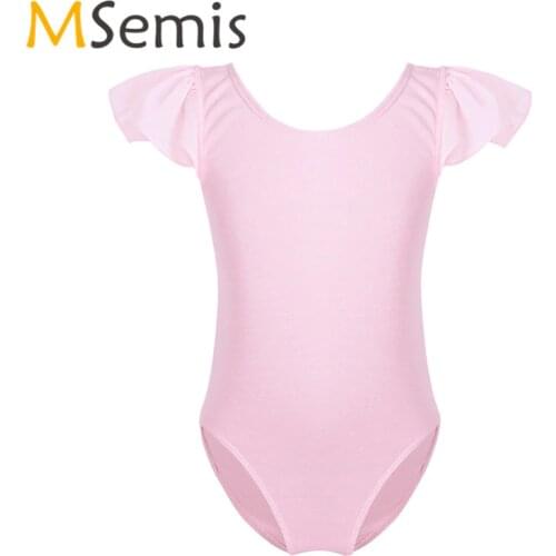 Teen Girls Swimsuit For Gymnastics Ballet Leotard Dress Ballerina Ruffled Cotton Ballet Dress Gymnastics Leotard for Girls Kids