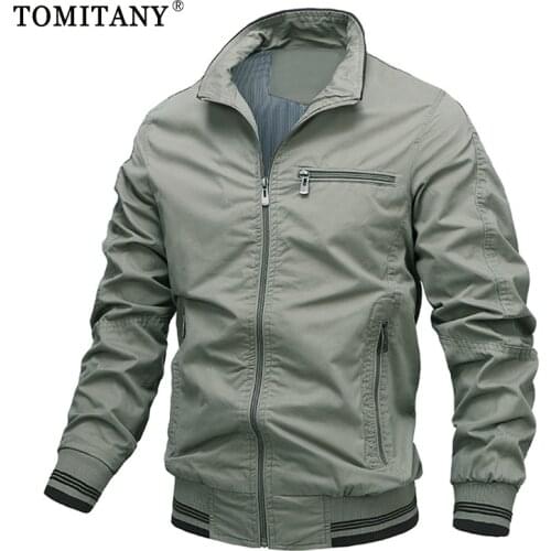 New 2021 Top Cotton Jacket Men Casual Solid Color Lapel Single Breasted Flight Jacket Men Autumn Slim Fit High Quality Mens Coat