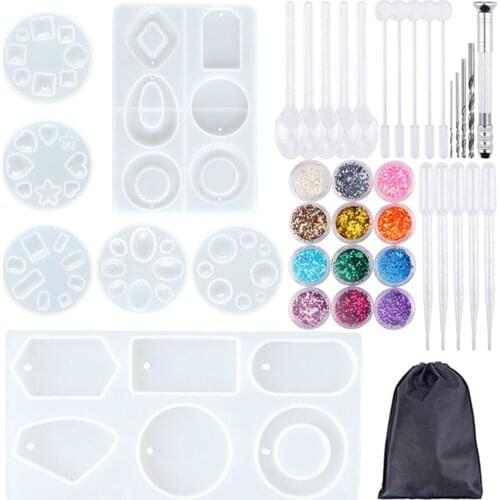 Set Epoxy Mold DIY Epoxy Pendant Jewelry Mould Jewelry Gem Cutting Mold Crafts Tools