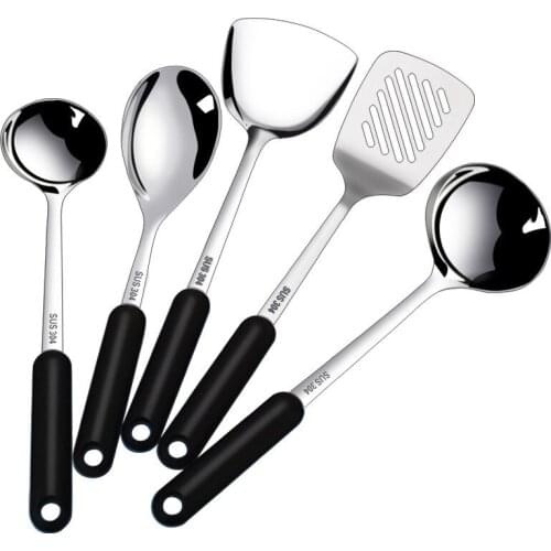 304 Stainless Steel Kitchenware Five Piece, Cooking, Shovel, Spoon, Frying Pan, Kitchen Utensils,Thicken Five Piece Set