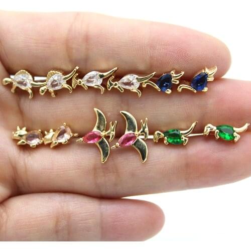 2021 new ins pop earnails dinosaur small animal creative personality ear nail Earrings Jewelry female sweet