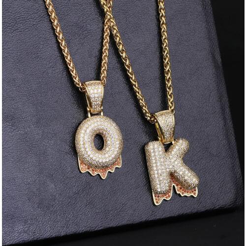 Shiny Pave Zircon A-Z Letter Charms Initial Pendant Necklaces for Women Men Stainless Steel Chain Unisex Hip Hop Jewelry Collars