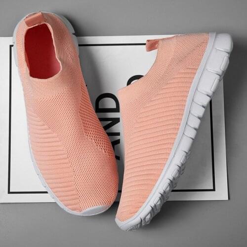 Plus Size Summer Lightweight Sneakers Sock Woman Running Shoes Men Sport Shoes Ladies Sports Pink Knit Toning Jogging GMA-1061