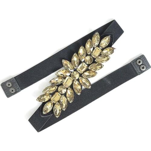 Fashion Good flexibility Women Rhinestone Elastic Wide Belt Wedding Party Waistband ремень женский
