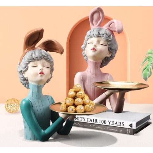 Modern Girl Wedding Gift Nordic Light Luxury Girl Tray Resin Decoration Living Room Creative Entrance Storage Home Decoration
