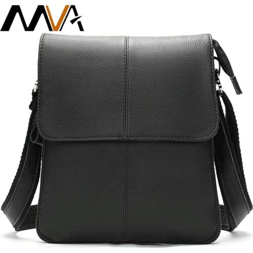 MVA Mens Genuine Leather Shoulder Bag Cover & Zipper Leather Crossbody Bags for Men Messenger Bag Men Shoulder Bags Male Flap