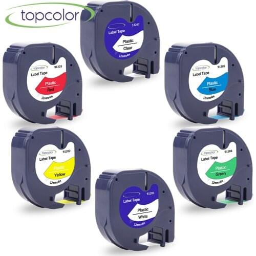 Topcolor 12267 91201 91202 91203 91204 91205 Plastic Label Maker 12mm for DYMO LetraTag LT-100H LT-100T QX50 Label Printer Tapes