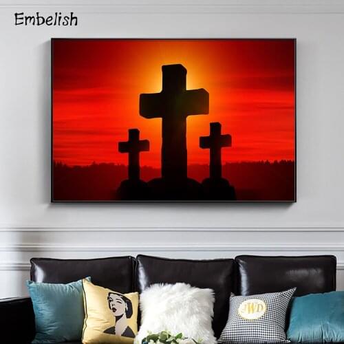 Embelish 1 Pieces Modern Home Decor Cross Of Jesus Christ Large Wall Art Pictures Living Room Bedroom HD Print Canvas Paintings