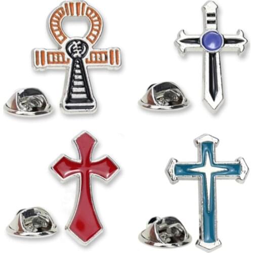 Fashion Metal Cross Enamel Brooch Pin For Women enamel lapel pin Hat Bag Jeans Pins Backpack Accessories Jewelry Gift for Men