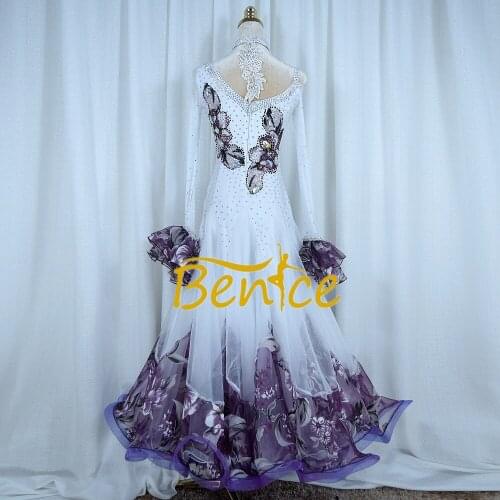 Standard Ballroom Dress Women New Of 2019 Custom Made High-necked Long Sleeved Waltz Ballroom Dance Competition Dresses