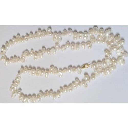 80cm 30'' 13mm white baroque doublle Pearl necklace gold clasp natural Freshwater PEARL Women Jewelry 17'' 43cm