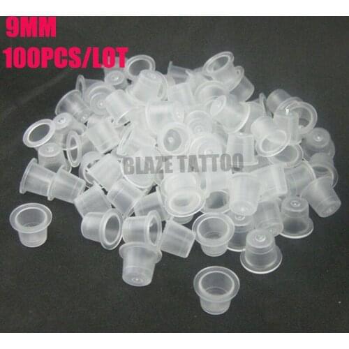 100PCS Disposable tattoo pigments cups Permanent Makeup Ink Cups Small Size 9MM Tattoo Equipment Accessory Free Shipping IC9