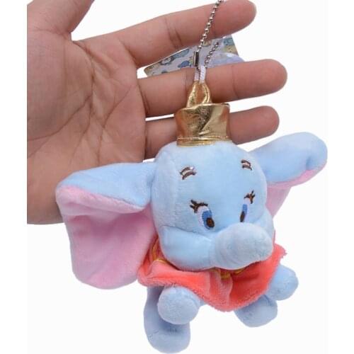 12 cm Disney Dumbo Plush Doll Toy Backpack Pendant Cartoon Anime Figure Blue Elephant Stuffed Dolls Model Toys Kids Gifts