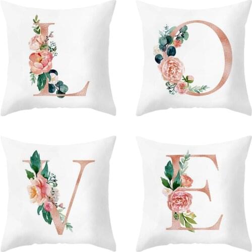 18x18 Inch Home Decorative Green Pink English Letters Throw Pillow Cushion Covers for Living Room Sofa Car Seat