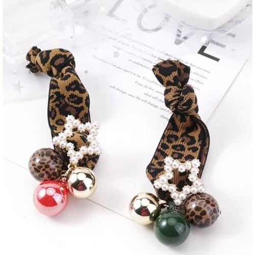 Kewgarden Leopard Ball Elastic Hair Bands Kids Girls Ponytail Hair Rope Hair Ring Headwear Hair Accessories 4 Pcs