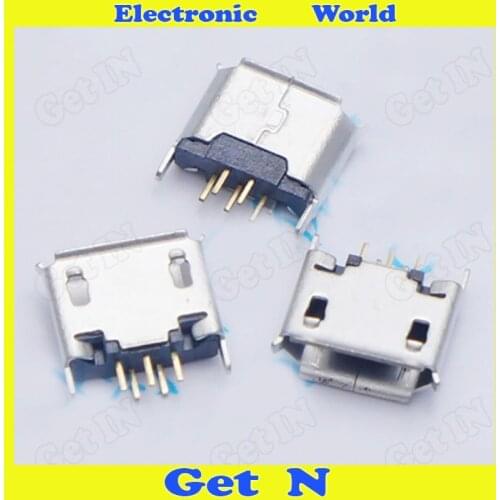 5000 Upright MICRO 5p Female Jack 180 Mike 5p Straight Inserted Micro USB Socket Plug