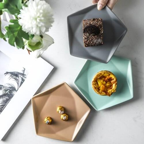 540ml Geometric Ceramic Bowl Dessert Bowl 6 Inch Solid Color Salad Bowl Ice Cream Bowl Snack Dish Nordic Living Room Tableware