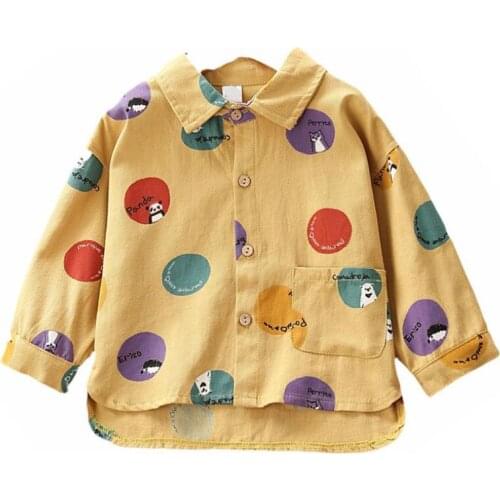 Toddler Blouses Autumn Korean Girls Clothes 2019 New Colorful Dot Cartoon Long Sleeve Fashion School Shirt For 1-7Yrs Kids Tops