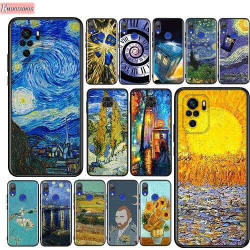 Van Gogh Tardis Silicone Cover For Xiaomi Redmi Note 10 10S 9 9S Pro Max 9T 8T 8 7 6 5 Pro 5A Phone Case