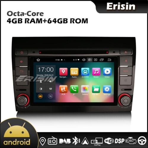 Erisin EU Warehouse 8171 7" Android 10.0 CarPlay & Auto GPS TPMS DAB DSP DVR Canbus Autoradio for FIAT BRAVO 2007--2014