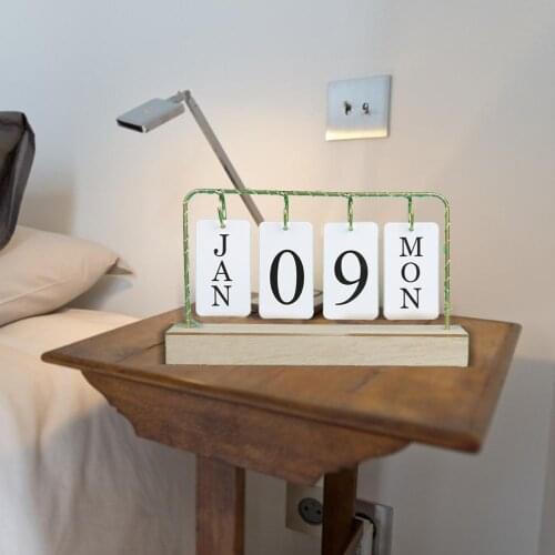 Calendar Wooden Perpetual Calendar Flip Calendar Desk for Office Home Table ramadan Decoration Ornaments accessories