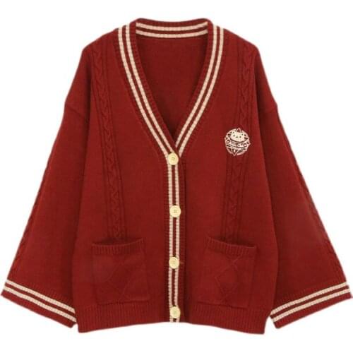 Original Design Women Knit Cardigan Cartoon Jacquard Knitwear 2021 Winter Warm Sweet Korean Fashion Female Cute Harajuku Tops