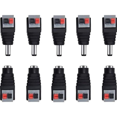 Push Button DC Connector Power Jack Plug Adapter 12V Male Female 2.1mm X 5.5mm Power Connector For CCTV Camera LED Strip DVR