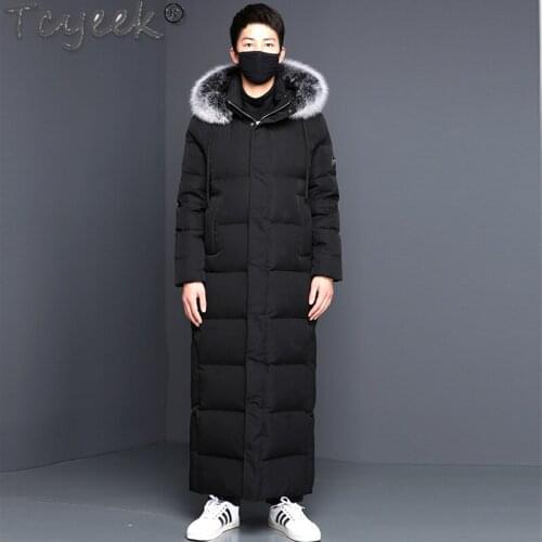 Fox Real Fur Hooded Winter Down Jacket Men Clothes Streetwear White Goose Down Coat Male Parkas Mens Jackets Hiver