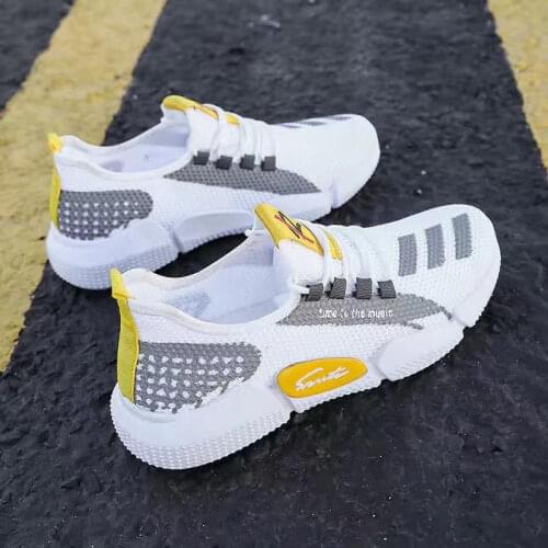 Flying Woven Soft Mesh Breathable Cushioning Sneakers New Casual Thick-soled Walking Shoes Breathable Lightweight Running Shoes