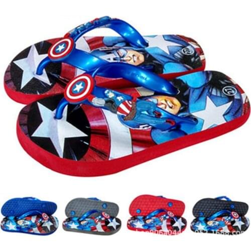 Summer Sandals Baby Girls Boys Slippers Children PVC Cartoon Captain America Spiderman Flip Flops Toddler Beach Kids Shoes 24-37