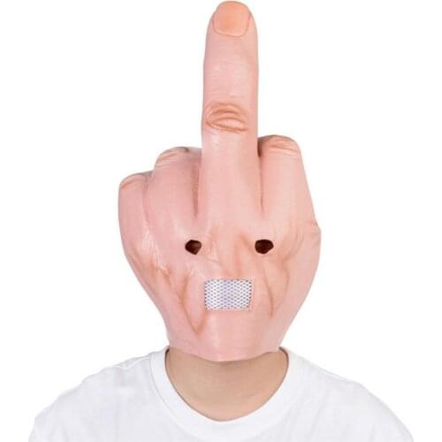 Middle Finger Mask Latex Give The Finger Headgear One-Finger Salute Masks Halloween Mask Party Cosplay Props Nice Gift