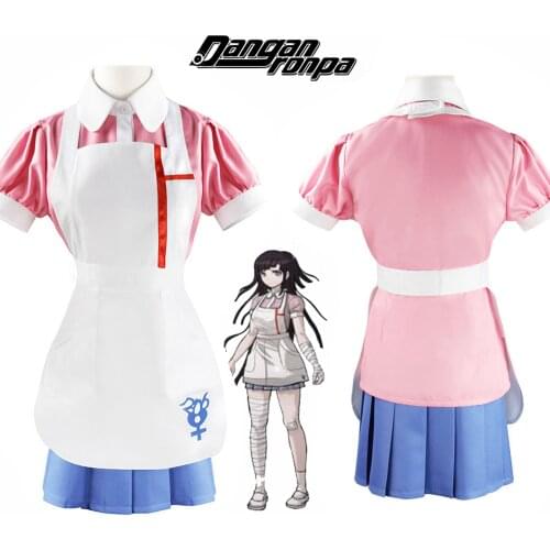 Mikan Tsumiki Cosplay Anime Danganronpa Dangan Ronpa 2 Cosplay Costume Women Outfit Sets Halloween Party Dress Wig